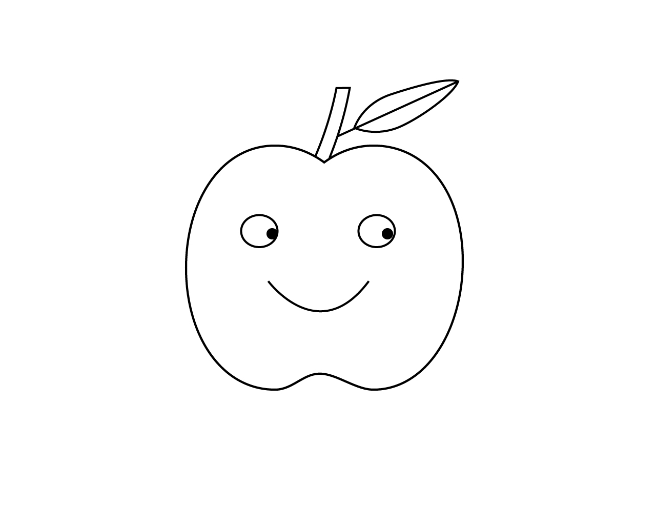 Cartoon Apple Coloring Pages