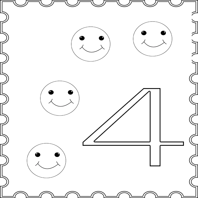 Number 4 Coloring Page Preschool