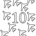 Number 10 coloring pages aeroplane