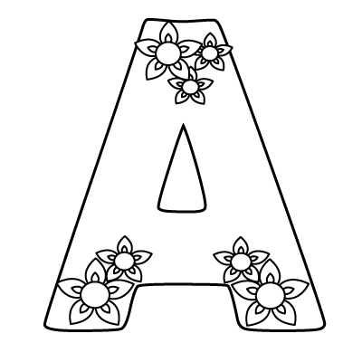 Floral Letter A coloring pages