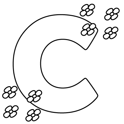 letter C Coloring Pages with flowers